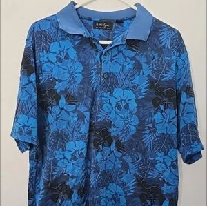 Men's Walter Hagen Golf Polo Blue Tropical Large